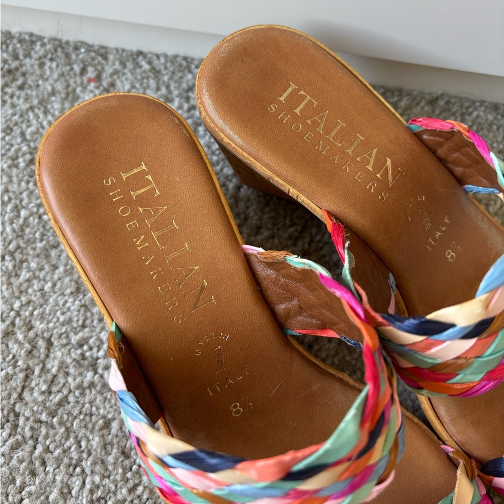 Italian Shoemaker Wedge Woven Rainbow Shoes - Picture 2 of 4